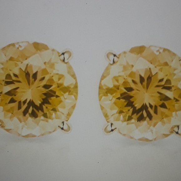 10K Solid Gold & Topaz Stud Earrings - Picture 1 of 3